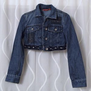 NEW Beaded Trim Cropped Denim Jacket | Size S